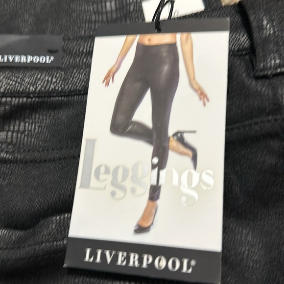 LIVERPOOL Jacqueline Skinny Jean Black Leather Snake Skin Print Legging 4/27 NWT - Picture 6 of 6